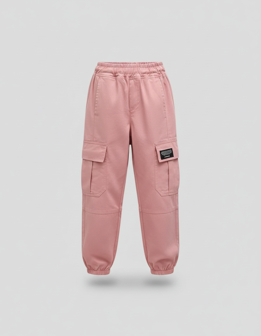 Pantalon Cargo Rose Ample Taille Élastique Enfant - Coton - vue 2
