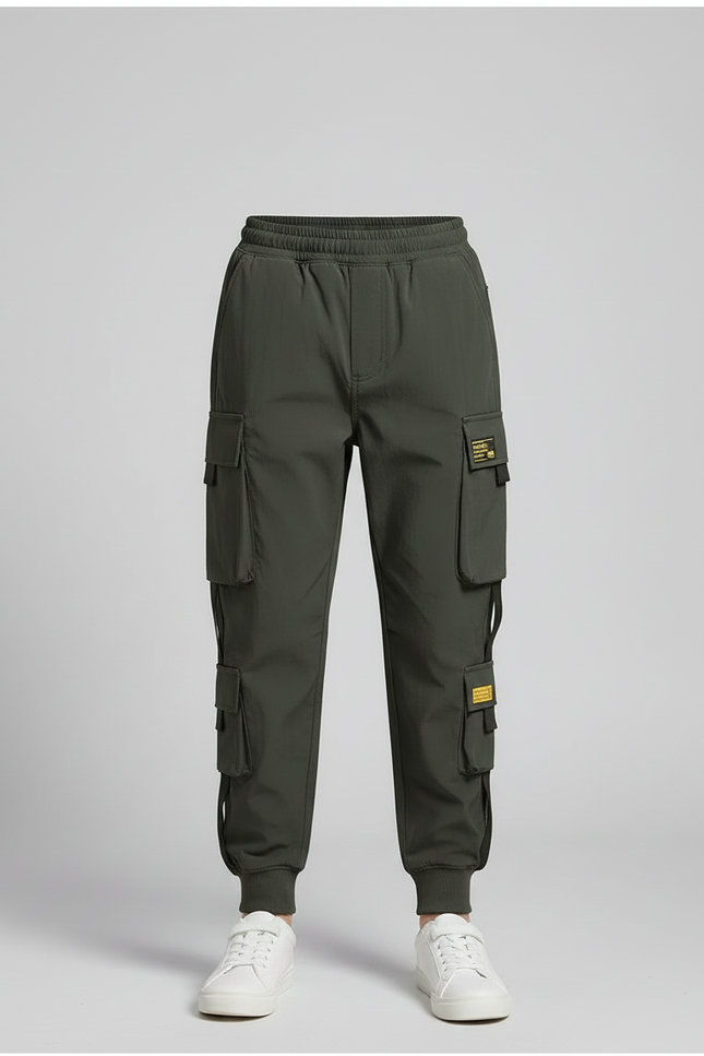 Pantalon Cargo Vert Kaki Ample Multipoches Décontracté Garçon - Polyester - vue 3
