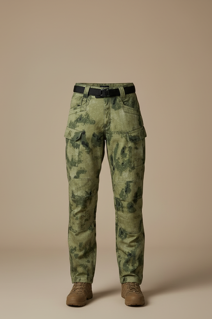 Pantalon Cargo Camouflage Vert Militaire Décontracté Femme - Toile - vue 3