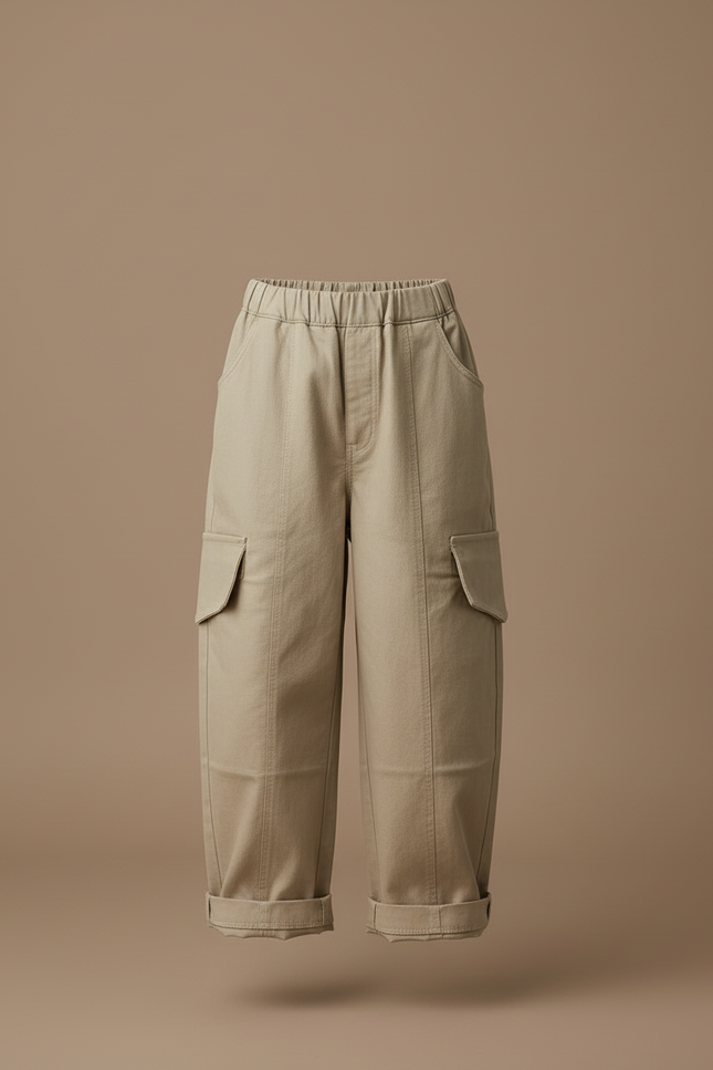 Pantalon Cargo Ample Beige Coton Polyvalent Enfant - Toile - vue 3