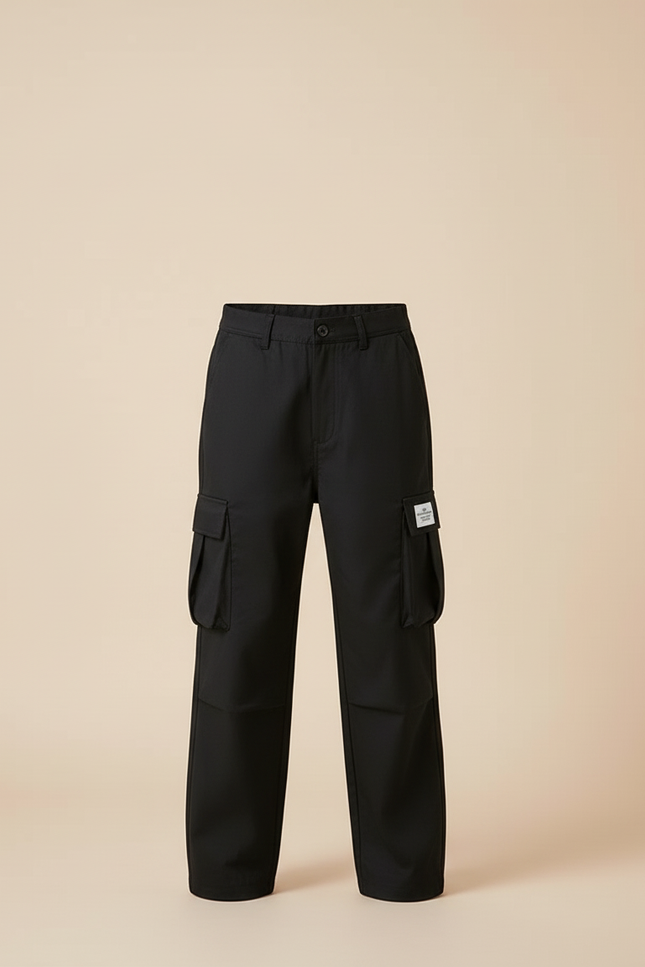 Pantalon Cargo Garçon Noir Baggy Toile - vue 3