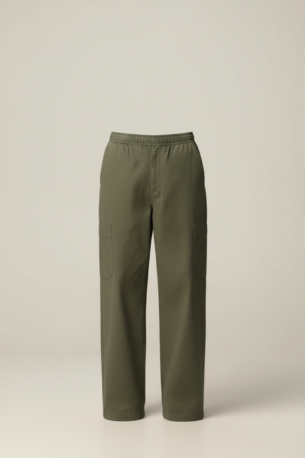 Pantalon Cargo Vert Ample Décontracté Coton Homme - Kaki - vue 3