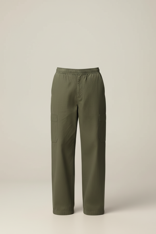 Pantalon Cargo Vert Ample Décontracté Coton Homme - Kaki - vue 3