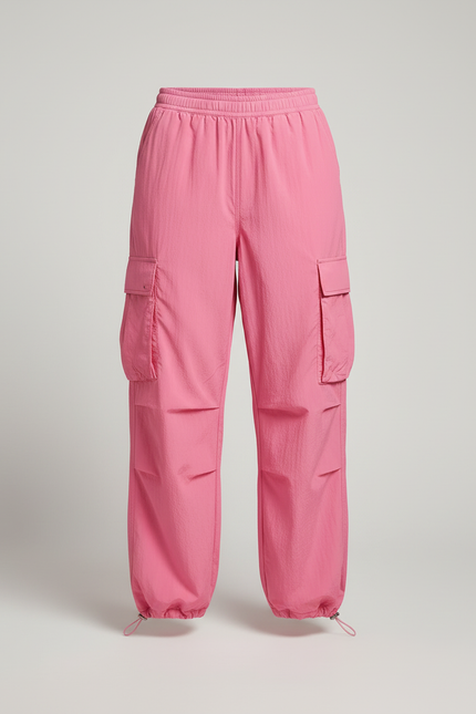 Pantalon Cargo Rose Ample Taille Haute Fluide - Polyester - vue 3