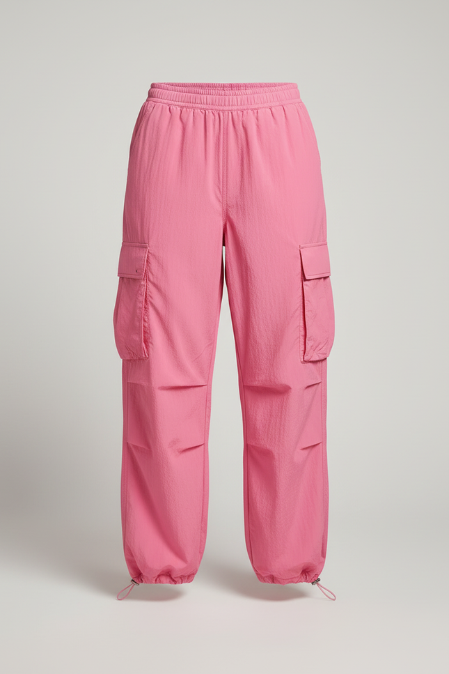 Pantalon Cargo Rose Ample Taille Haute Fluide - Polyester - vue 3
