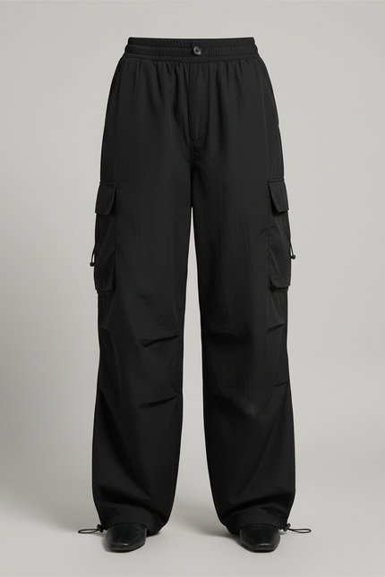 Pantalon Cargo Femme Resserré En Bas - Noir Polyester - vue 3