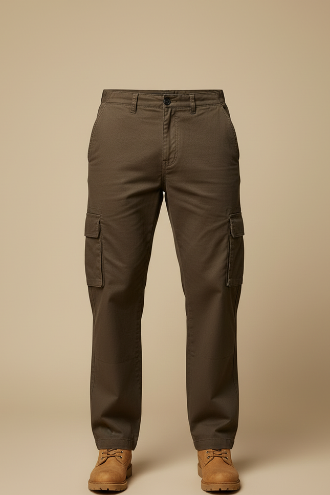 Pantalon Cargo Homme Marron - Gabardine - vue 3