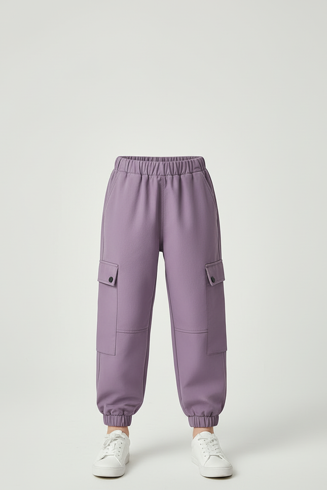 Pantalon Cargo Violet Ample Doublé Polaire Enfant - Polyester - vue 3