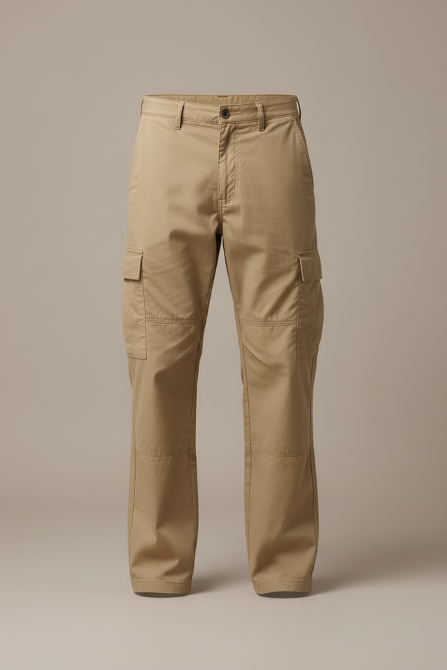 Pantalon Cargo Homme Beige Droit Décontracté Multipoches - Toile - vue 3