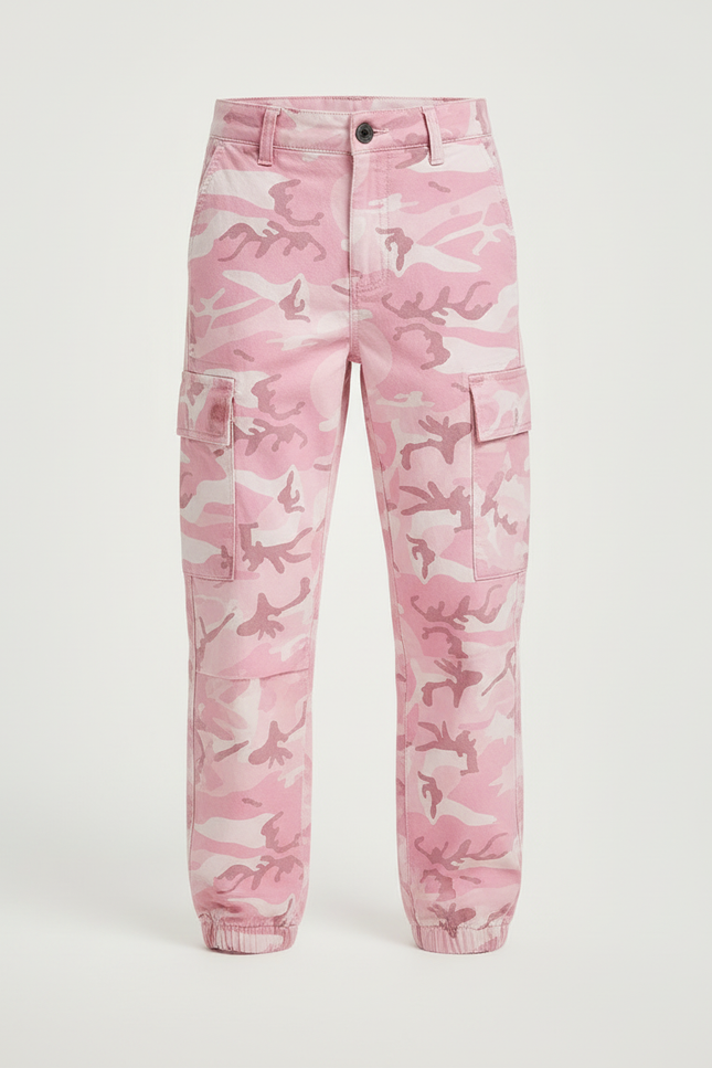Pantalon Cargo Rose Camouflage Ample Garçon Coton - vue 3