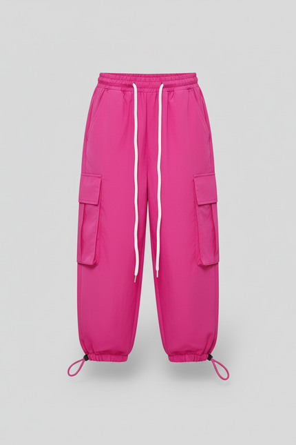 Pantalon Cargo Rose Fuchsia Ample Poches Fille - Polyester - vue 3