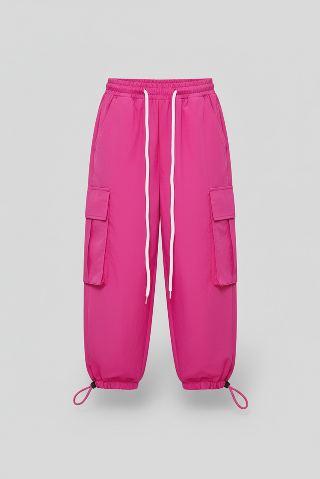 Pantalon Cargo Rose Fuchsia Ample Poches Fille - Polyester - vue 3