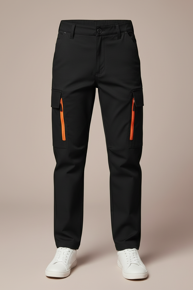 Pantalon Cargo Noir Zips Oranges Multipoches Garçon - Polyester - vue 3