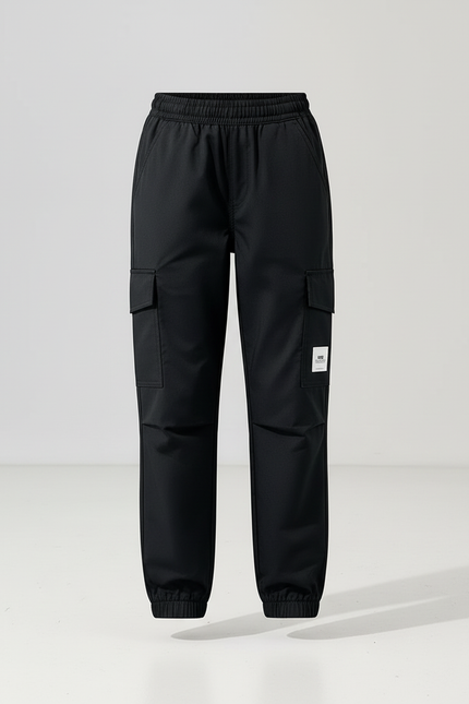 Pantalon Cargo Noir Léger Ample Multipoches Enfant - Gabardine - vue 3