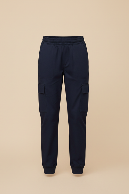 Pantalon Cargo Bleu Marine Fille Jogger Multi-Poches - Gabardine - vue 3