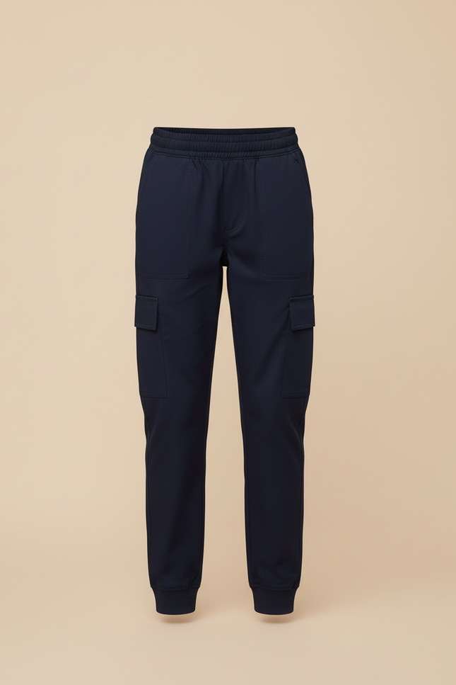 Pantalon Cargo Bleu Marine Fille Jogger Multi-Poches - Gabardine - vue 3