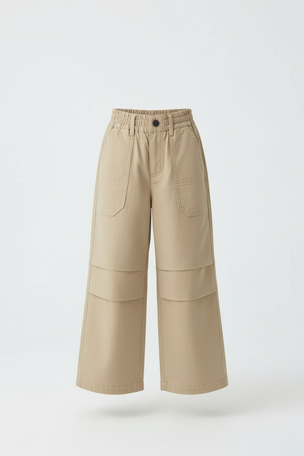 Pantalon Cargo Beige Ample Coton Enfant Décontracté Poches - Toile - vue 3
