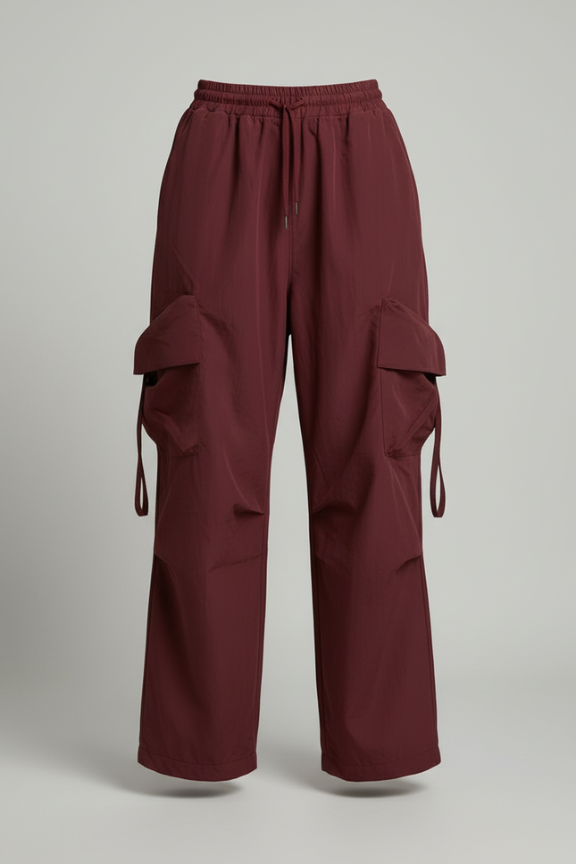Pantalon Cargo Bordeaux Ample Multi-Poches Femme - Polyester - vue 3