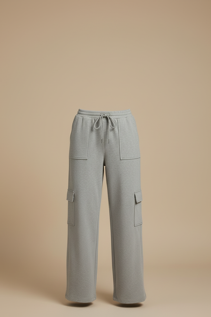 Pantalon Cargo Gris Ample Décontracté Molletonné - vue 3