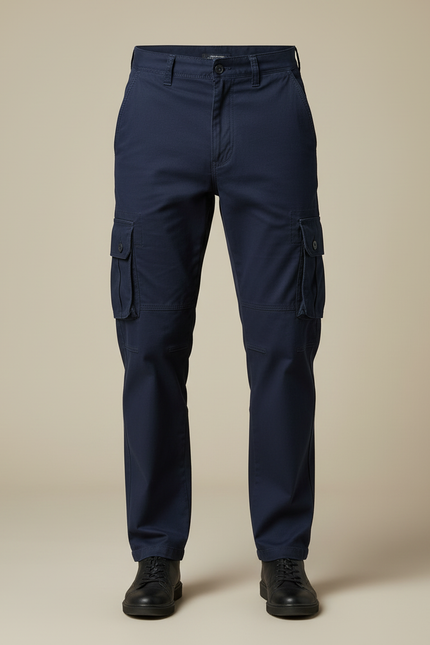 Pantalon Cargo Bleu Marine Coton Multipoches Décontracté Homme - vue 3