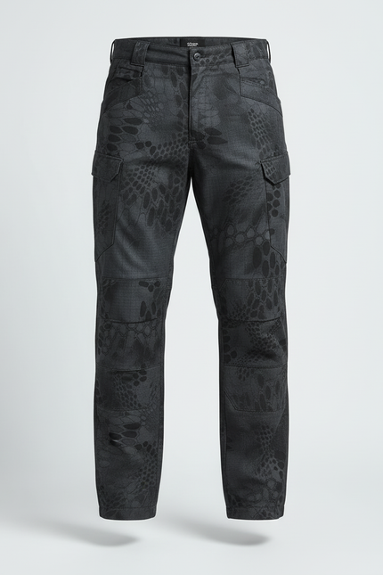Pantalon Cargo Camouflage Gris Foncé Tactique Multipoches - Toile - vue 3