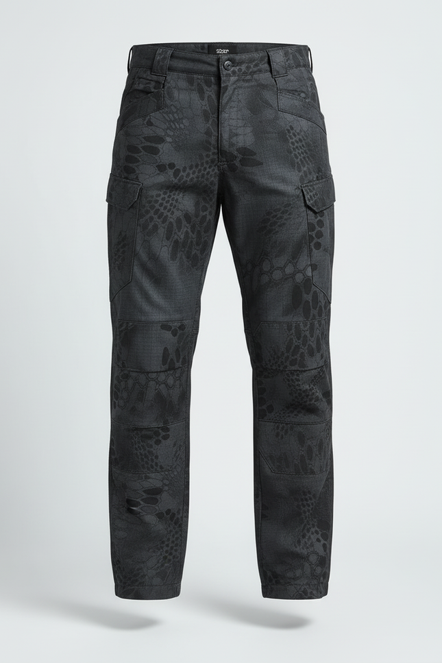 Pantalon Cargo Camouflage Gris Foncé Tactique Multipoches - Toile - vue 3