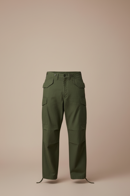 Pantalon Cargo Vert Militaire Ample Coton Sateen Homme - Kaki - vue 3