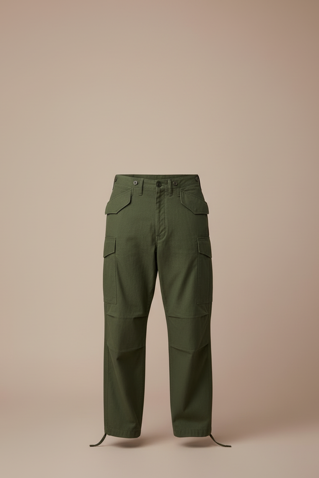 Pantalon Cargo Vert Militaire Ample Coton Sateen Homme - Kaki - vue 3