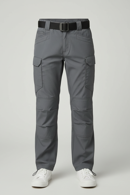 Pantalon Cargo Gris Tactique Multipoches Enfant Résistant - Polyester - vue 3