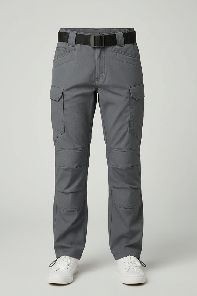 Pantalon Cargo Gris Tactique Multipoches Enfant Résistant - Polyester - vue 3