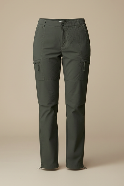 Pantalon Cargo Vert Multipoches Femme Décontracté - Kaki Polyester - vue 3