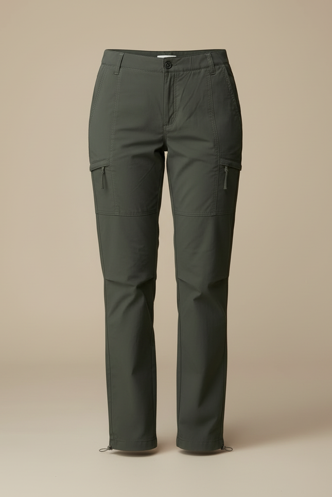 Pantalon Cargo Vert Multipoches Femme Décontracté - Kaki Polyester - vue 3