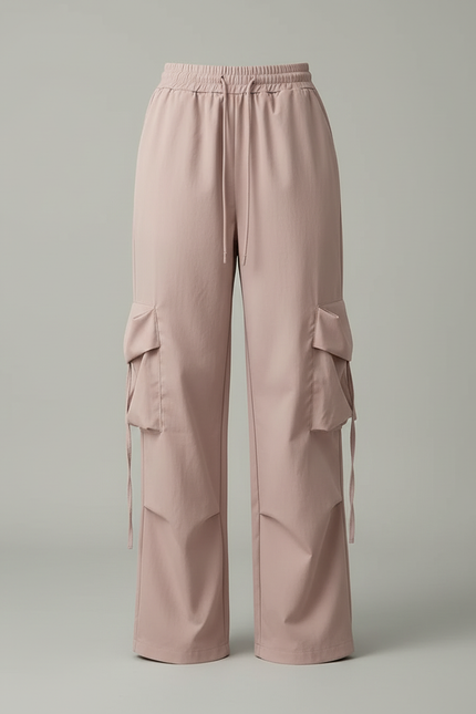 Pantalon Cargo Rose Ample Léger Cordon Femme - Polyester - vue 3