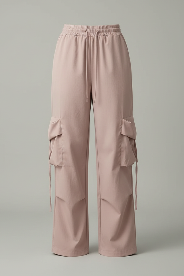 Pantalon Cargo Rose Ample Léger Cordon Femme - Polyester - vue 3