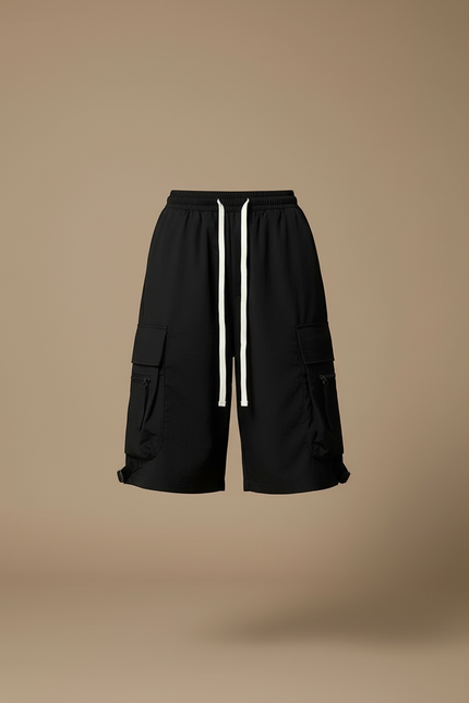 Pantalon Cargo Noir Décontracté Ample Multi-Poches - Polyester - vue 3