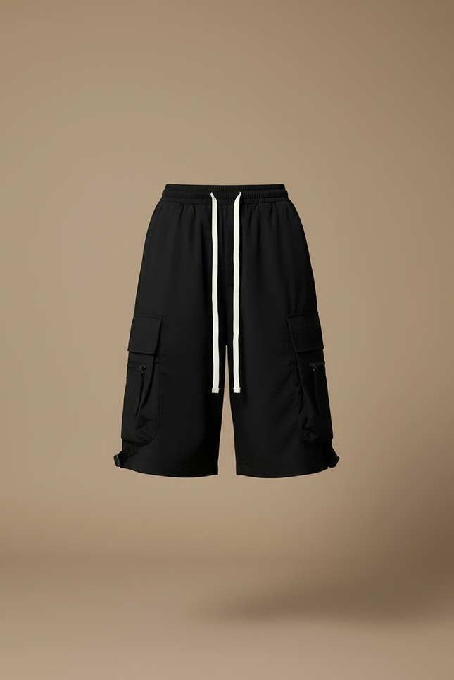 Pantalon Cargo Noir Décontracté Ample Multi-Poches - Polyester - vue 3