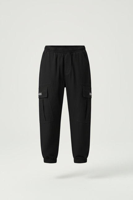 Pantalon Cargo Noir Coton Ample Garçon Poches - vue 3
