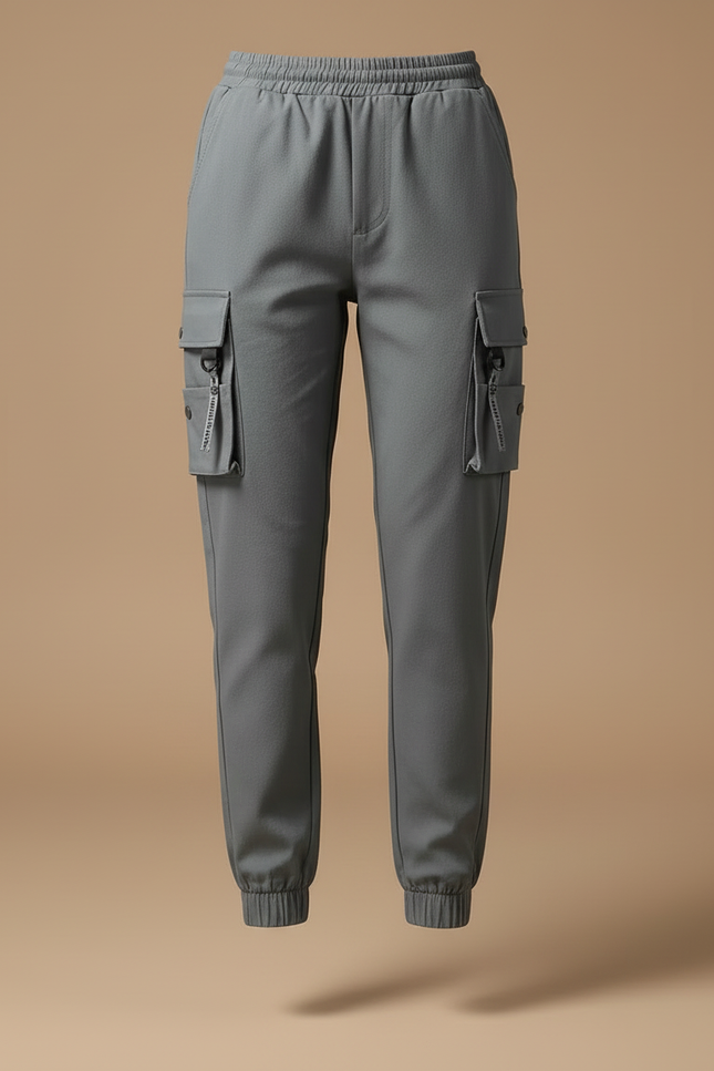 Pantalon Cargo Gris Jogger Ample Streetwear Femme - Polyester - vue 3