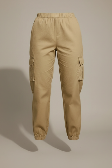 Pantalon Cargo Beige Ample Femme Élastique - Coton - vue 3