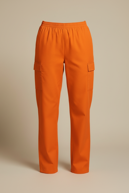 Pantalon Cargo Orange Taille Élastique Femme - Toile - vue 3