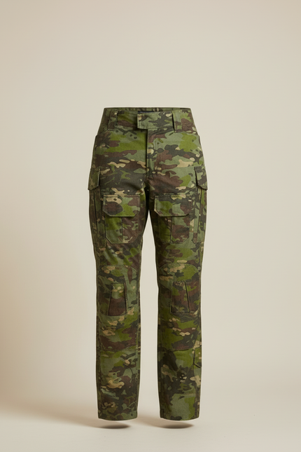 Pantalon Cargo Camouflage Militaire Femme Ample Vert - Toile - vue 3