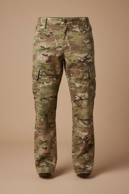Pantalon Cargo Militaire Camouflage Multipoches Homme - Multicolore Toile - vue 3
