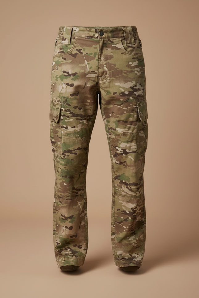 Pantalon Cargo Militaire Camouflage Multipoches Homme - Multicolore Toile - vue 3