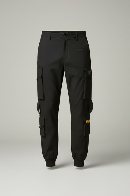 Pantalon Cargo Noir Ample Poches Multiples Homme - Polyester - vue 3