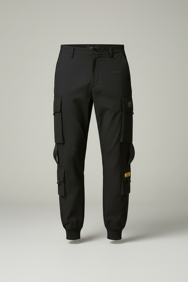 Pantalon Cargo Noir Ample Poches Multiples Homme - Polyester - vue 3