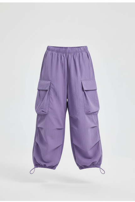 Pantalon Cargo Ample Violet Décontracté Multipoches Enfant - Polyester - vue 3