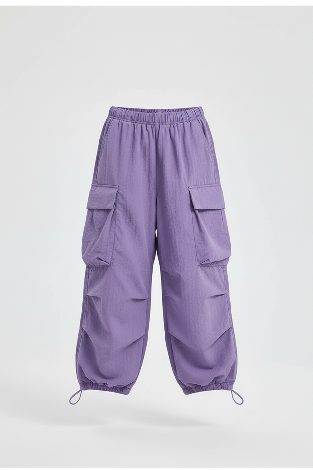 Pantalon Cargo Ample Violet Décontracté Multipoches Enfant - Polyester - vue 3