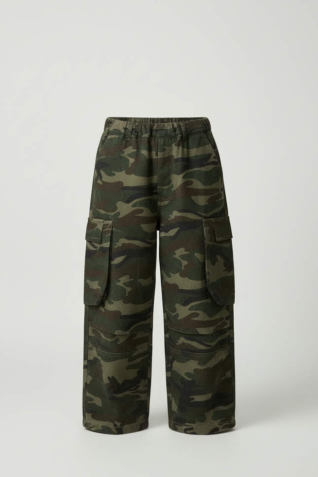 Pantalon Cargo Camouflage Ample Molletonné Enfant Décontracté - Imprimé - vue 3