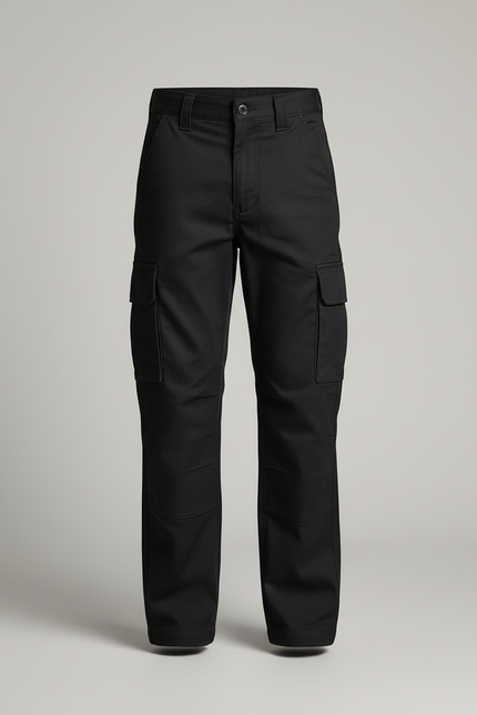 Pantalon Cargo Noir Enfant Décontracté Multipoches Coton - Toile - vue 3