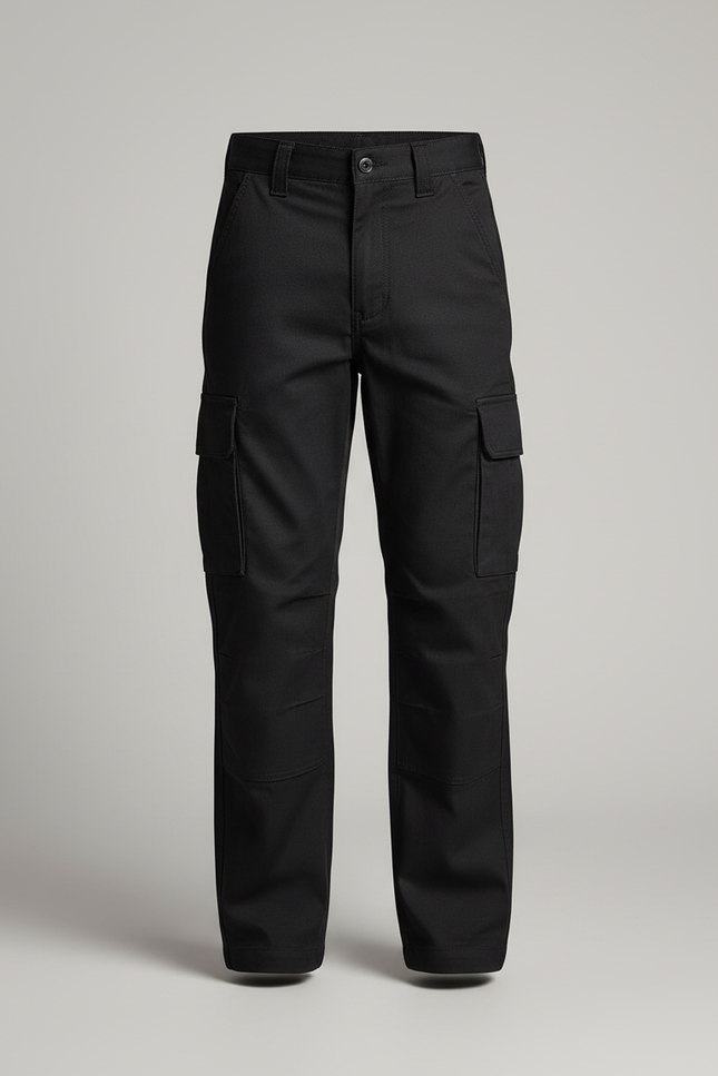 Pantalon Cargo Noir Enfant Décontracté Multipoches Coton - Toile - vue 3